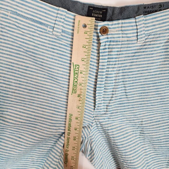 J. Crew Men's Stanton Striped Linen Blend Boat Shorts Preppy Summer Coastal 31 - Picture 9 of 10
